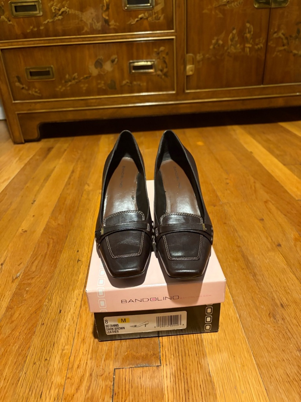 Bandolino Dark Brown Leather Square-Toe Pumps